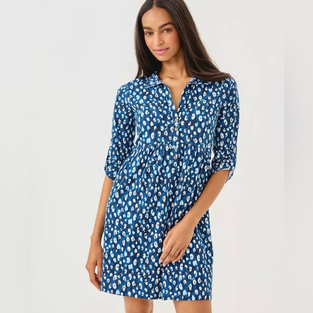 Lilly Pulitzer Saralyn popover dress in Starlight Navy Youre An Animal sz L